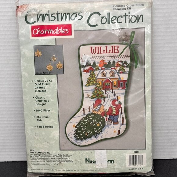 Counted Cross Stitch Stocking Kit The Homecoming Christmas Collection Charmables - Picture 1 of 6